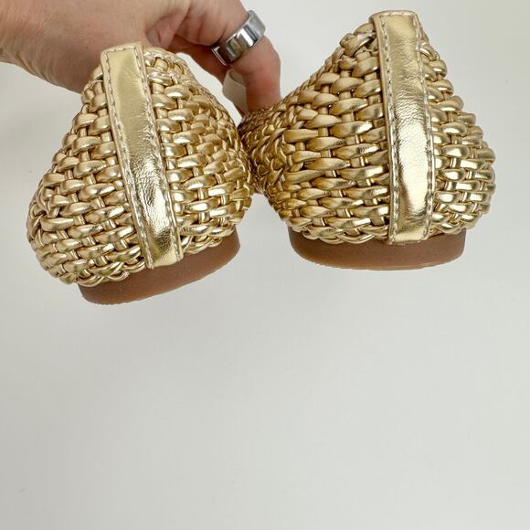 J.Crew Crewcuts Girls Basketweave Ballet Flats Metallic Gold Preppy K3 NEW - Picture 8 of 12